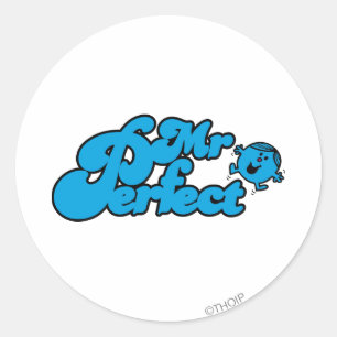 Sticker Rond M. Perfect   Grandes lettres bleues