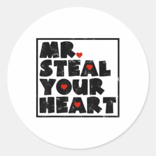 Sticker Rond M. Steal Your Heart Valentines Day Funny V-day Boy