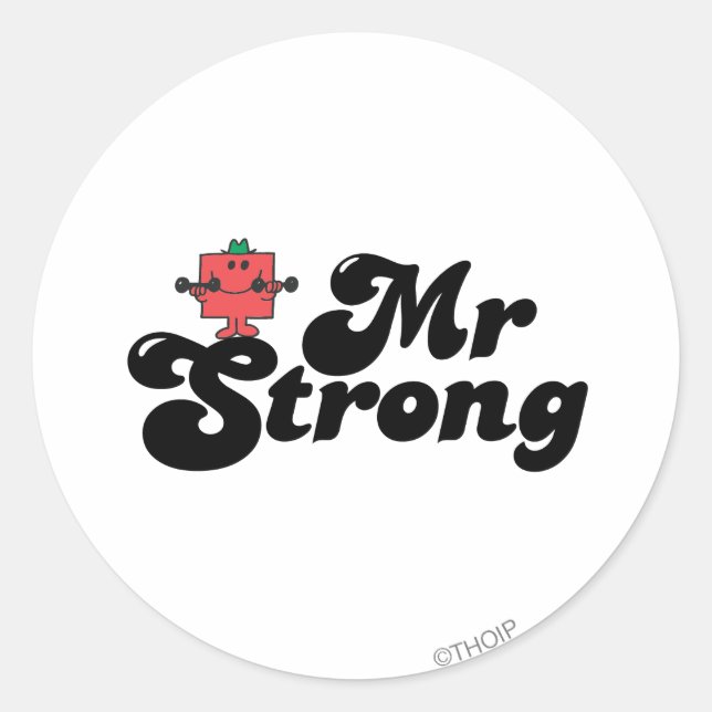 Sticker Rond M. Strong | Poids et lettres bulles (Devant)