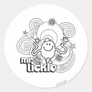 Sticker Rond M. Tickle   Black & White Swirls & Stars