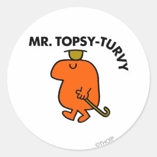 Sticker Rond M. Topsy-Turvy   Upside Down Casquette & Cane