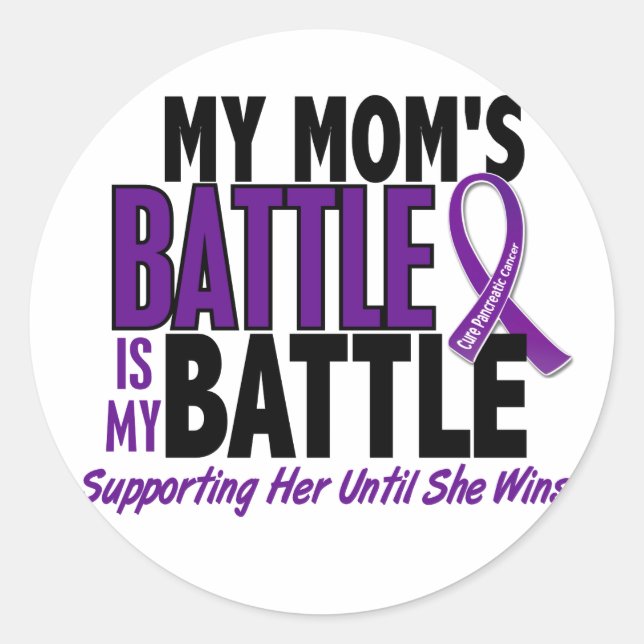 Sticker Rond Ma bataille pour maman cancer du cancer du pancréa (Devant)