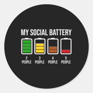 Sticker Rond Ma batterie sociale faible énergie antisociale