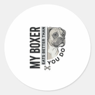 Sticker Rond Ma chemise pour amoureux de Boxer Mon Boxer mange
