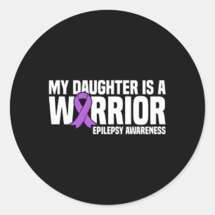 Sticker Rond Ma Fille Est Un Guerrier Épilepsie Du Ruban Violet