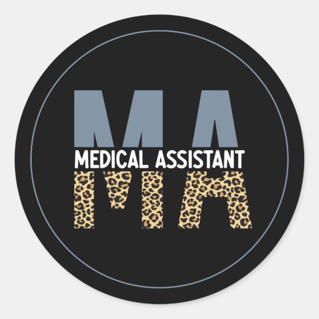 Sticker Rond MA Médicale Assistant Empreinte de léopard (Devant)