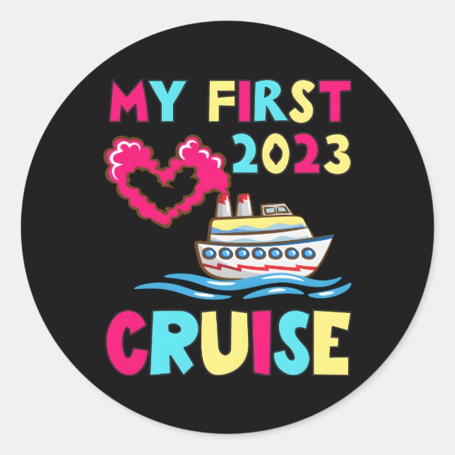 Sticker Rond Ma première croisière 2023 Toddler Famille Voyage (Devant)