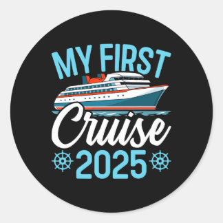 Sticker Rond Ma première croisière 2025 drôle vacances croisièr