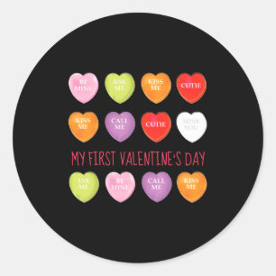 Sticker Rond Ma première Saint-Valentin Cute Vintage Heart Pers