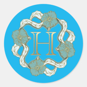 Sticker Rond Ma signature avec la lettre h,