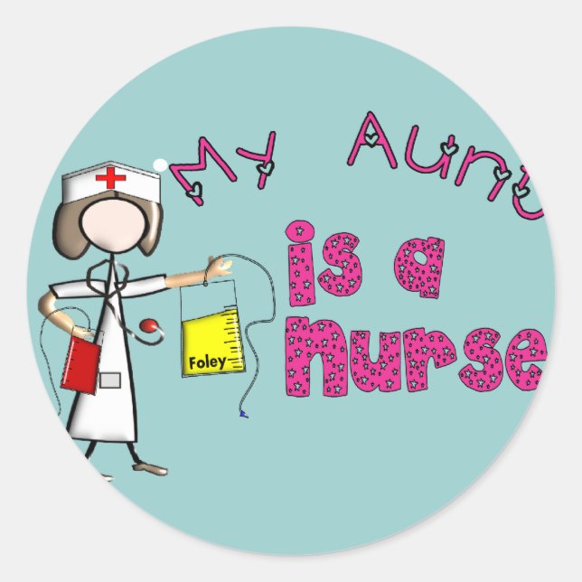 Sticker Rond "Ma tante est une infirmière" T-shirts pour enfant (Devant)