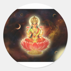 Sticker Rond Maa Maha Lakshmi Devi Laxmi Déesse de la richesse