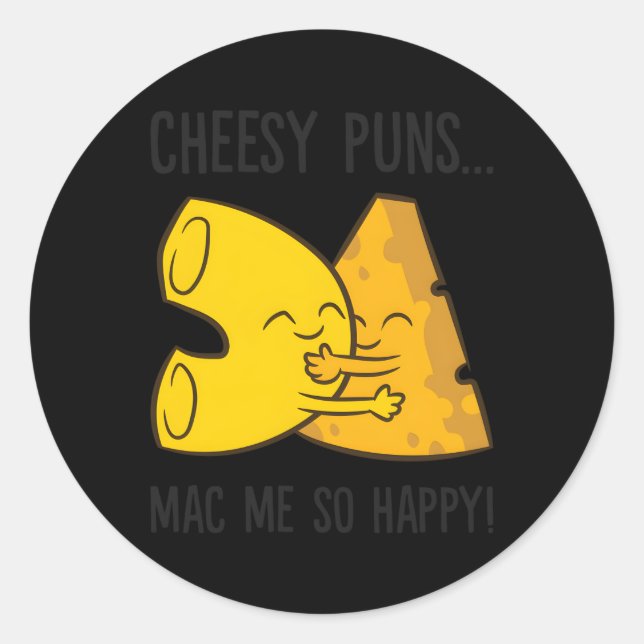 Sticker Rond Mac Et Pun Fromage Puns Cheesy Puns Mac Me Telleme (Devant)