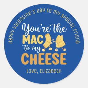 Sticker Rond Mac To My Cheese Drôle mignon Ami Saint Valentin