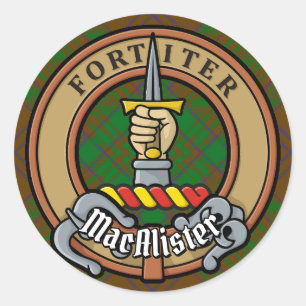 Sticker Rond MacAlister de Glenbarr Crest sur la chasse Tartan