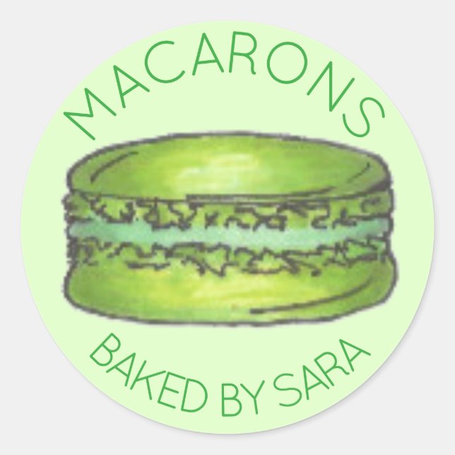 Sticker Rond Macaron Vert Français Cuisiné Maison (Devant)
