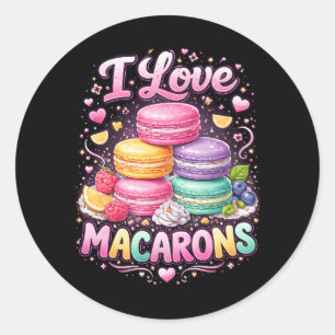 Sticker Rond Macarons Amour Sucré