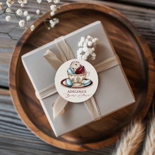 Sticker Rond Macarons pour la fête de thé de douche de mariée