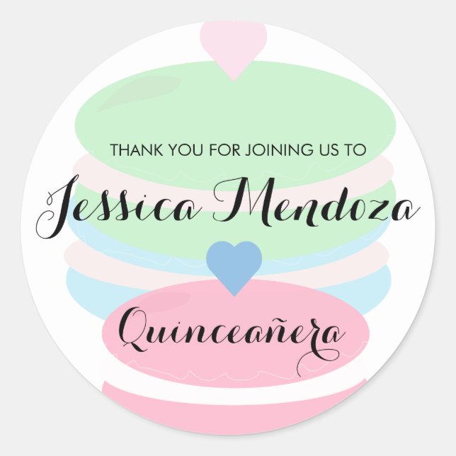 Sticker Rond Macarons Quince Sweet 16 (Devant)
