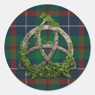 Sticker Rond MacHardy Tartan Et Celtic Trinity Knot