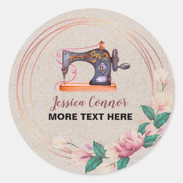 Sticker Rond Machine à coudre Crème Arrière - plan blanc cassé (Devant)