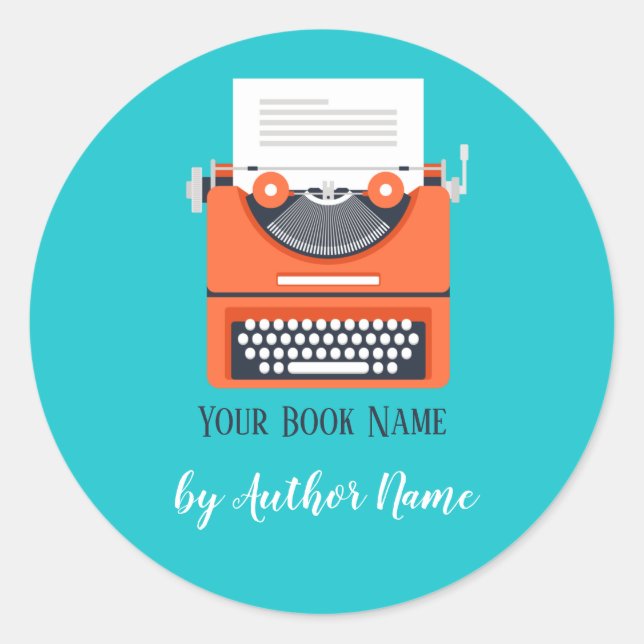 Sticker Rond Machine à écrire de la partie de lancement de livr (Devant)