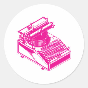 Sticker Rond Machine à écrire de type - Machine à écrire Magent