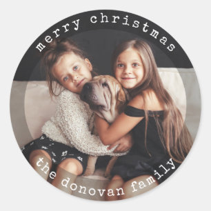 Sticker Rond Machine à écrire moderne Photo de vacances en no