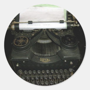 Sticker Rond Machine à écrire rétro vintage, machine à écrire