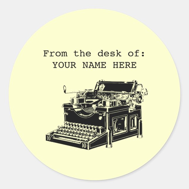 Sticker Rond Machine à écrire vintage (Devant)