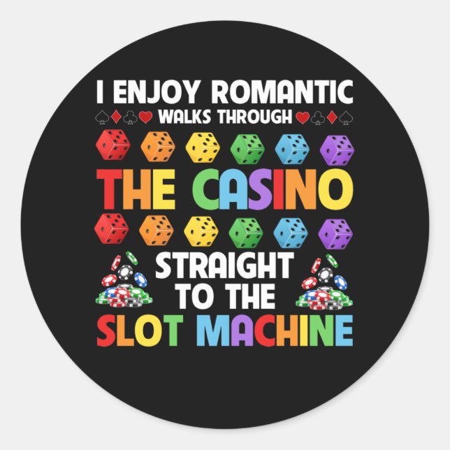 Sticker Rond Machine à sous Jeu Casino Gambler Vegbler (Devant)