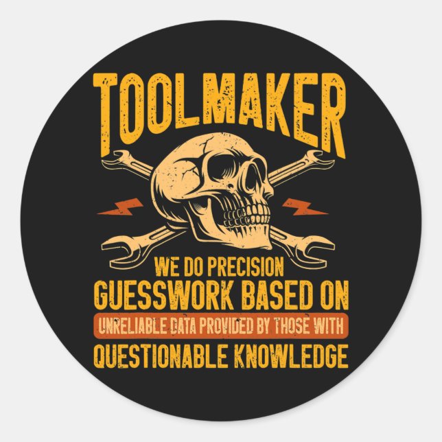 Sticker Rond Machine à usiner Precision Guesswork Outilleur (Devant)