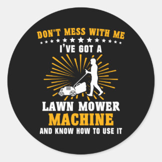 Sticker Rond Machine de laiton de tondeuse de gazon de gazon ja