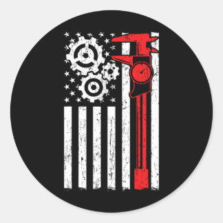 Sticker Rond Machiniste Patriotic Machine Tools Opérateur Indep