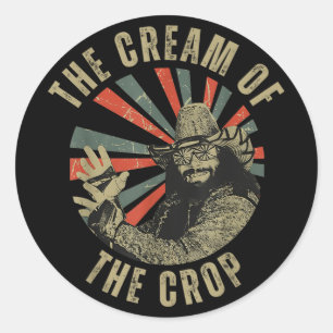 Sticker Rond Macho Crème De Crop Oh Ouais Retro Funny Vintage