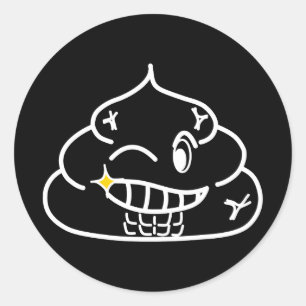 Sticker Rond Macho Poop - Brootsch le PooPoo