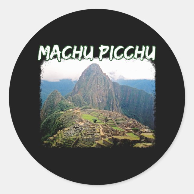 Sticker Rond Machu Picchu Pérou - Montagne Huayna Picchu (Devant)