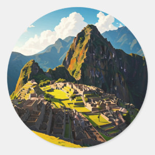 Sticker Rond Machu Picchu Pérou Souvenir de voyage