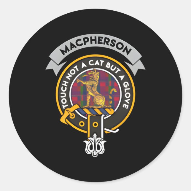 Sticker Rond Macpherson Clan Badge Scottish Tan (Devant)