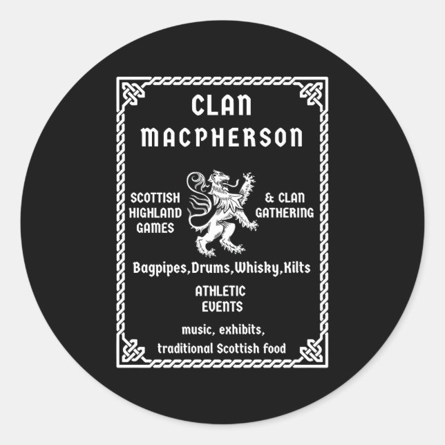 Sticker Rond Macpherson Scottish Clan Descendant (Devant)