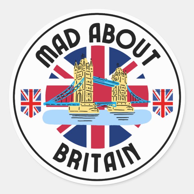 Sticker Rond Mad About Britain Tower Bridge (Devant)