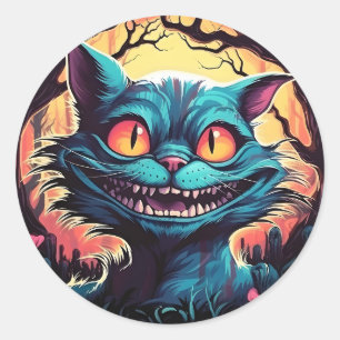 Sticker Rond Mad Cheshire Cat Alice au Pays des merveilles
