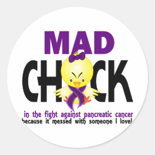 Sticker Rond Mad Chick Dans La Lutte Contre Le Cancer Pancréati