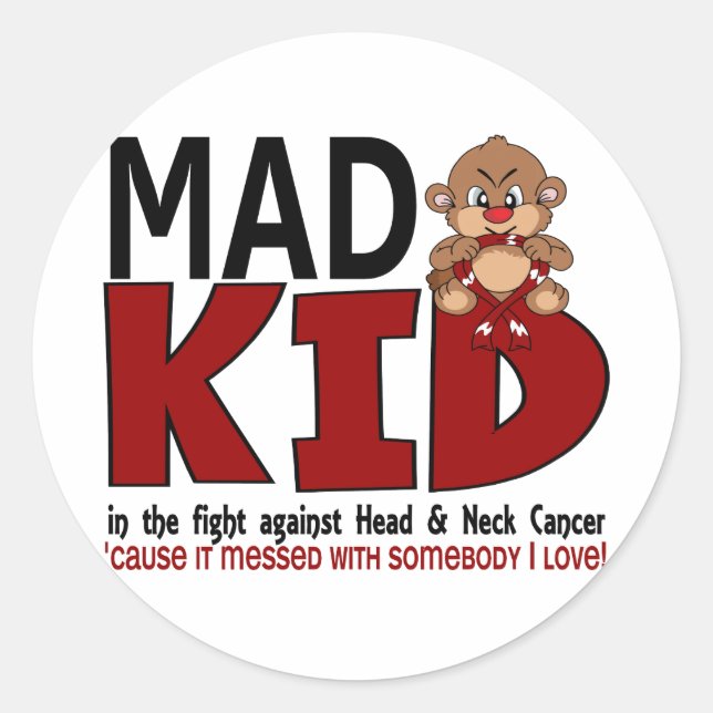 Sticker Rond Mad Kid Head and Neck Cancer (Devant)