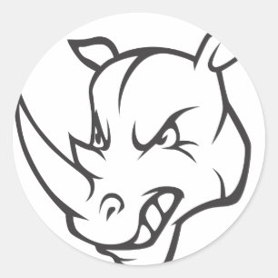 Sticker Rond Mad Rhinoceros