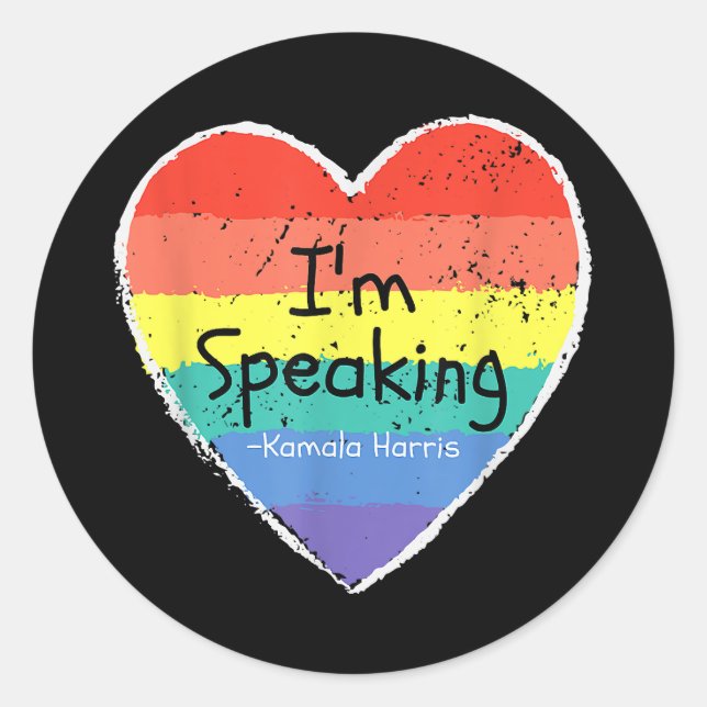 Sticker Rond Madame la Vice-présidente Je parle Kamala Harris g (Devant)