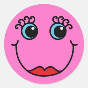 Sticker Rond Madame rose visage
