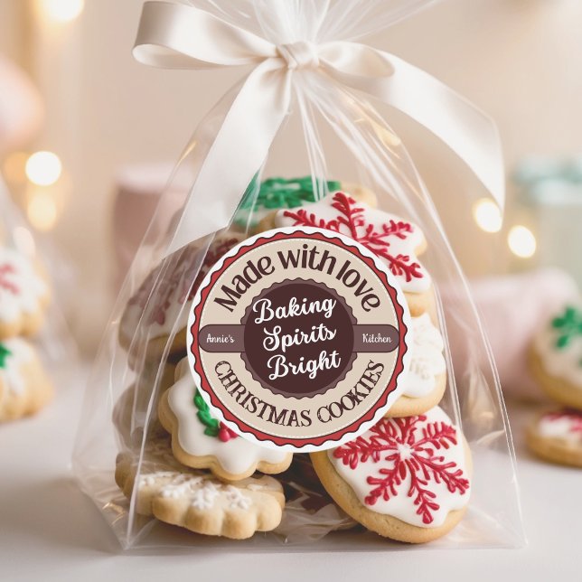 Sticker Rond Made with Love Baking Spirits Bright Christmas (Créateur téléchargé)