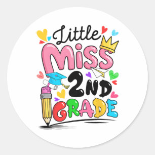 Sticker Rond Mademoiselle 2e année de deuxième année mignonne r