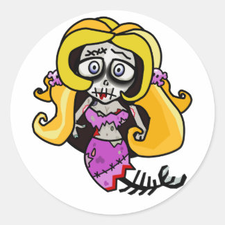 Sticker Rond 'Madison' Zombie Mermaid
